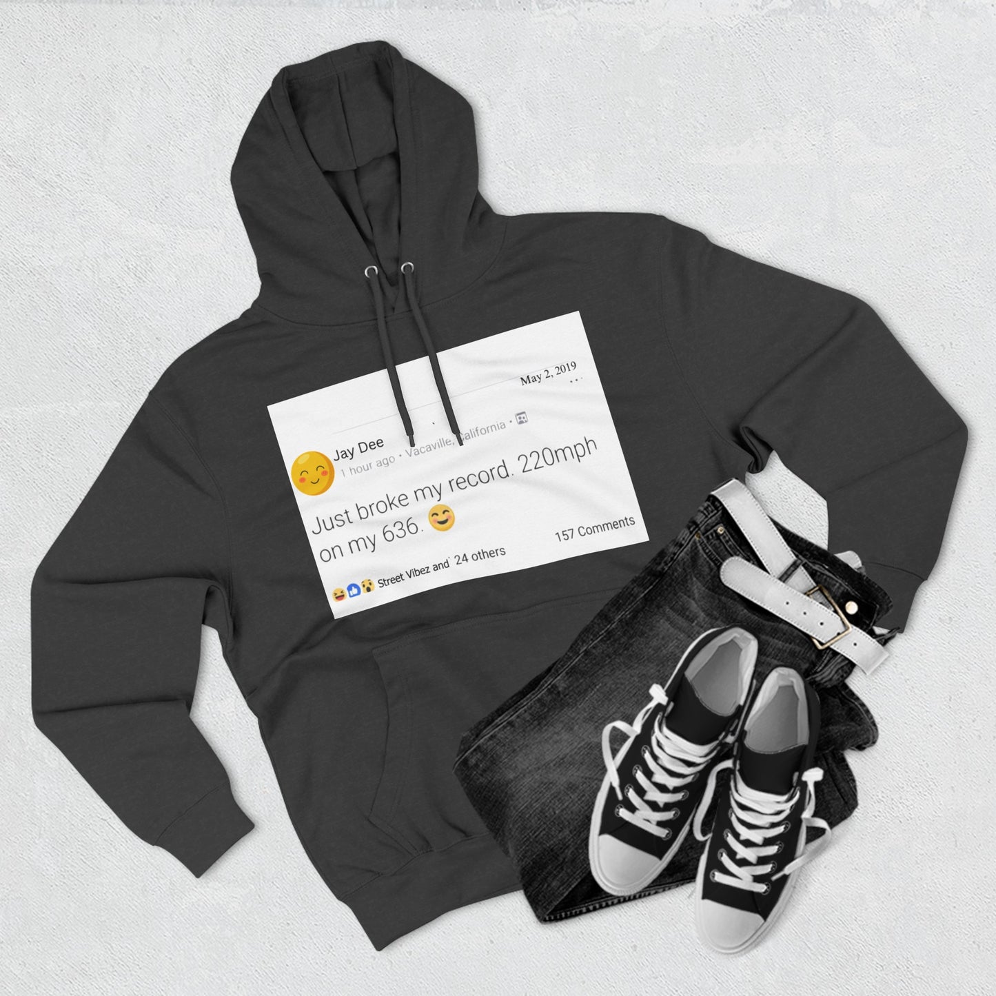 “220” Three-Panel Fleece Hoodie