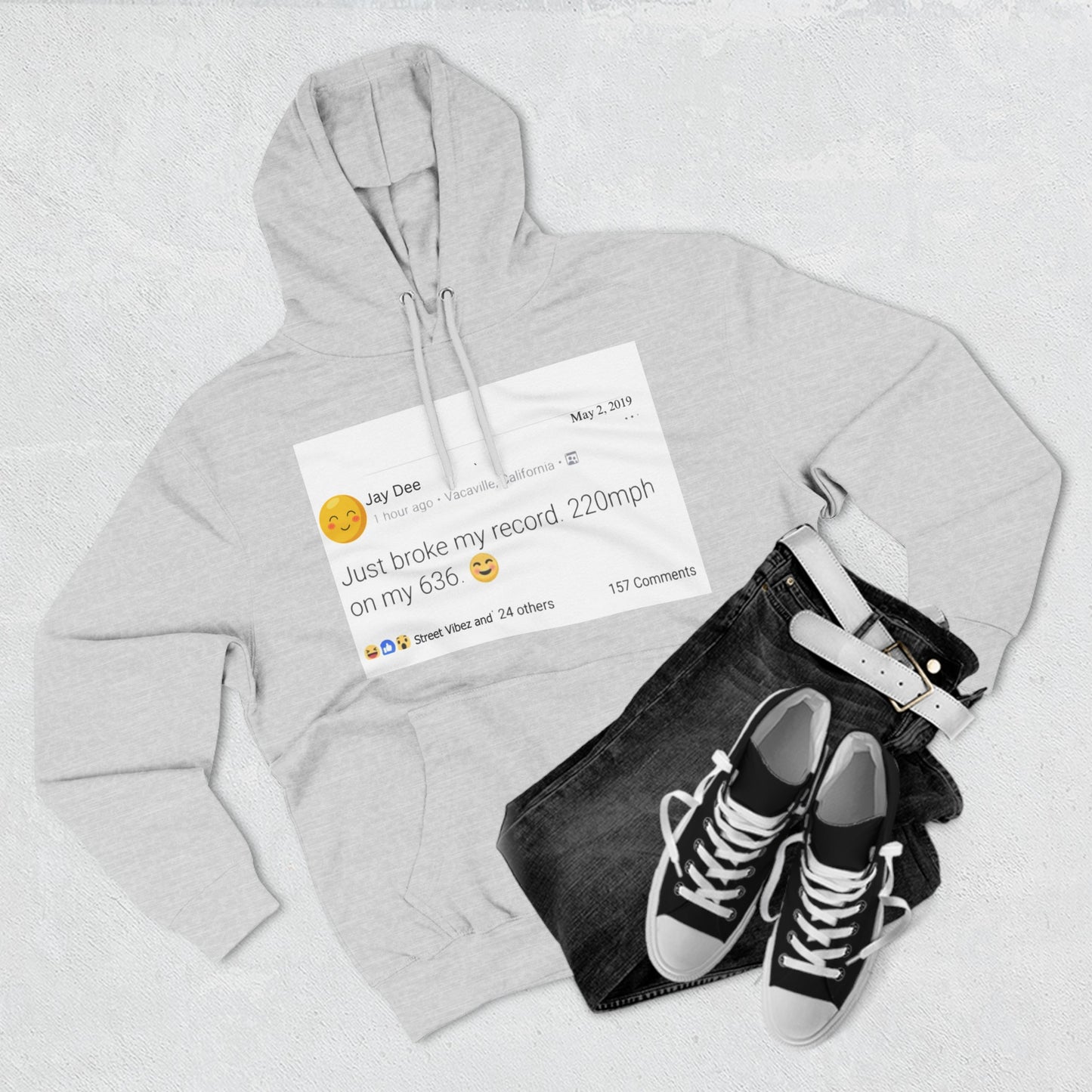 “220” Three-Panel Fleece Hoodie